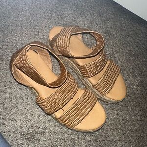 Worn Brown Woven Sandals